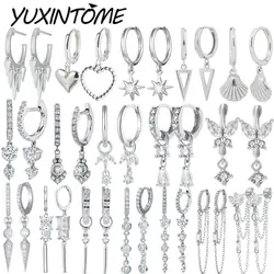 925 Sterling Silver Needle Korean Fashion Geometric Minority Design Silver Series Hoop Earrings Women Party Jewelry Earrings