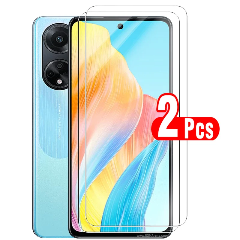 Pelindung layar penuh, 2 buah kaca tempered pelindung layar untuk Oppo A58 A 58 58A Film ponsel Oppoa58 4G kaca pelindung 6.72 inci CPH2577