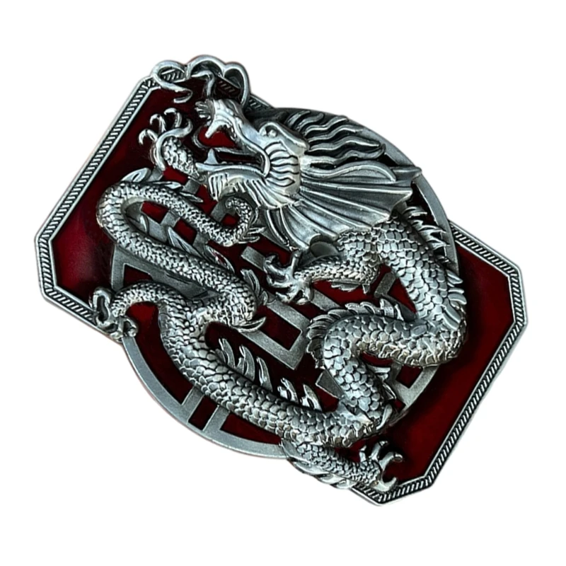 Chinese Belt Buckle with Relief Dragon Pattern Adult Belt Buckle Replacement DIY Craft Belt Buckle Replacements