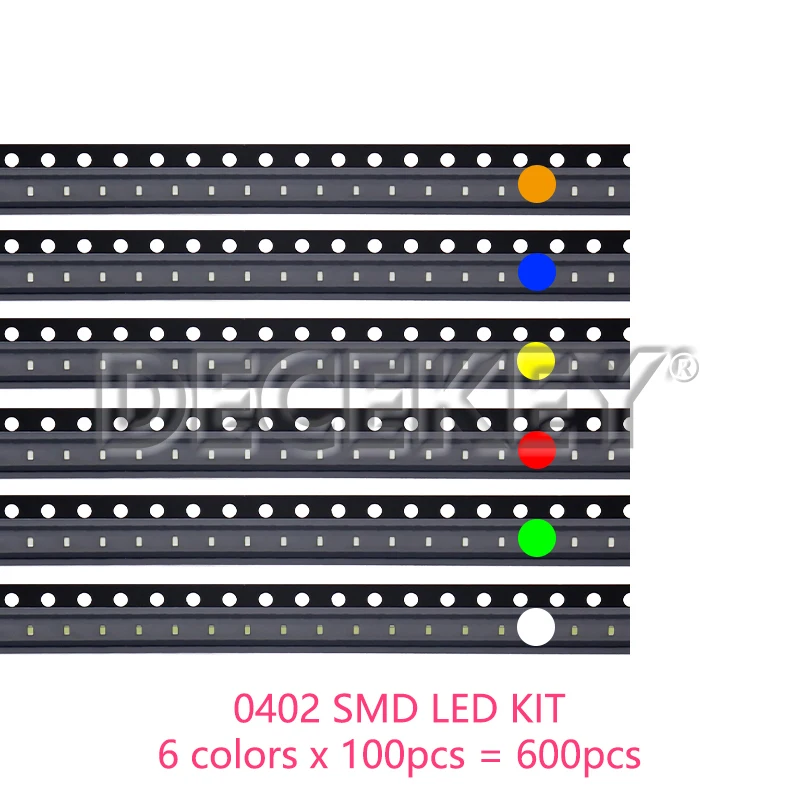 600pcs=6colors x 100pcs 5050 5730 1210 1206 0805 0603 0402 SMD LED Diode Kit Red / Green / Blue / White / Yellow/ Orange