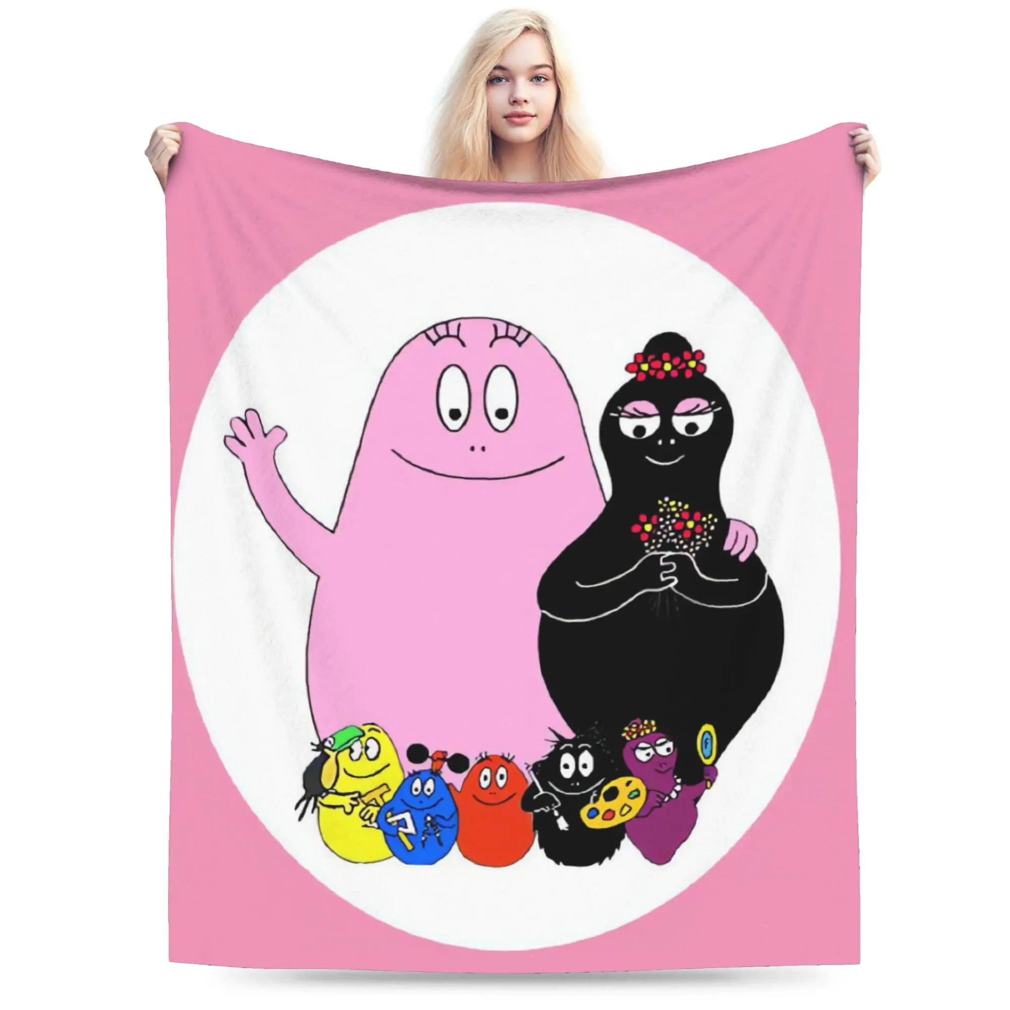 Super Warm Blanket Decorative Barbapapa Barbamama Throw Blanket  Flannel Bedspread For Couch Bed Funny Sofa Bed Cover