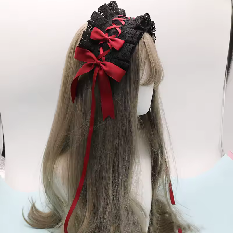 Lovely Bowknot Sweet Lolita Lace Flower Hair Hoop Anime Maid Cosplay Headband Headwear Accessory Hand Made Wholesale - Image 10