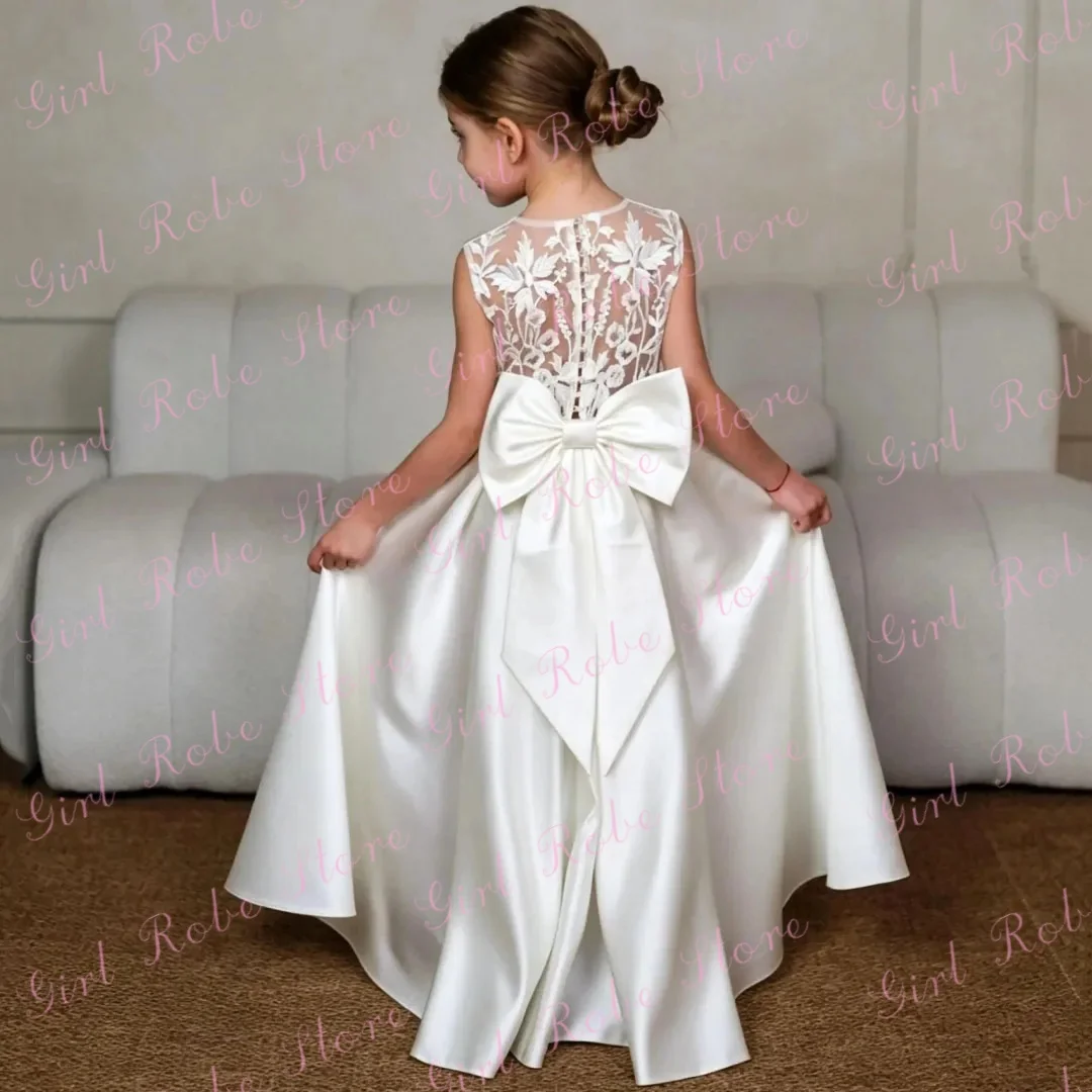 robe-de-demoiselle-d'honneur-en-satin-ivoire-de-qualite-personnalisee-pour-mariage-longueur-au-sol-avec-nœud-robe-de-premiere-communion-pour-enfants