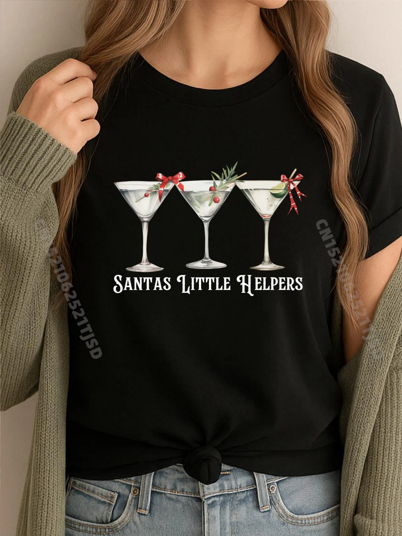 

Ретро Санта-Маленький помощник Мартини С Рождеством брендовая одежда футболки Camiseta подарок