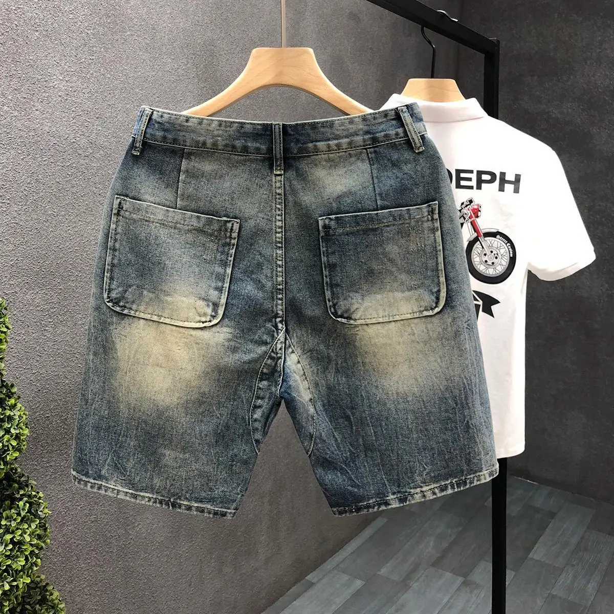 Men\'s Retro Denim Shorts Casual Knee Length Solid Fashion Cowboy Shorts 2023 Summer New Kpop Boyfriend Streetwear Short Jeans