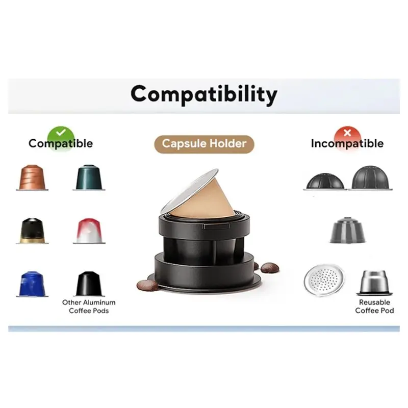INLIG-2 In 1 Electric Travel Espresso Portable Coffee Machine Compatible With Ground Coffee Small Large Capsules Brown