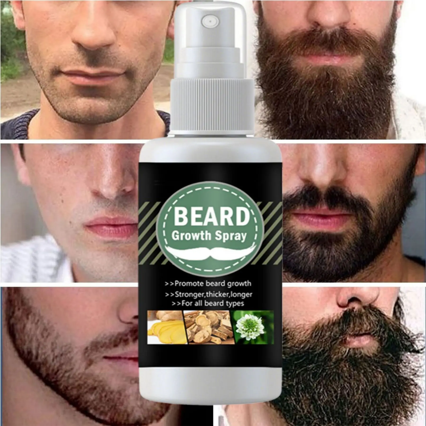 Beard Growth Oil Spray Fast Hair Growth Essential Oils Essence Serum for Thicker Fuller Beard Moisturizing Hair Growth Oil