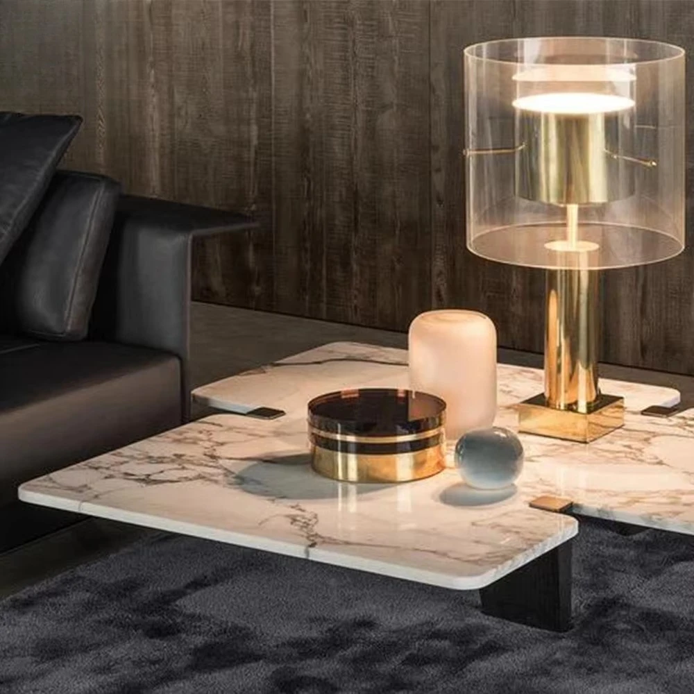 High-end flat-bottomed living room furniture, luxury modern white marble coffee table