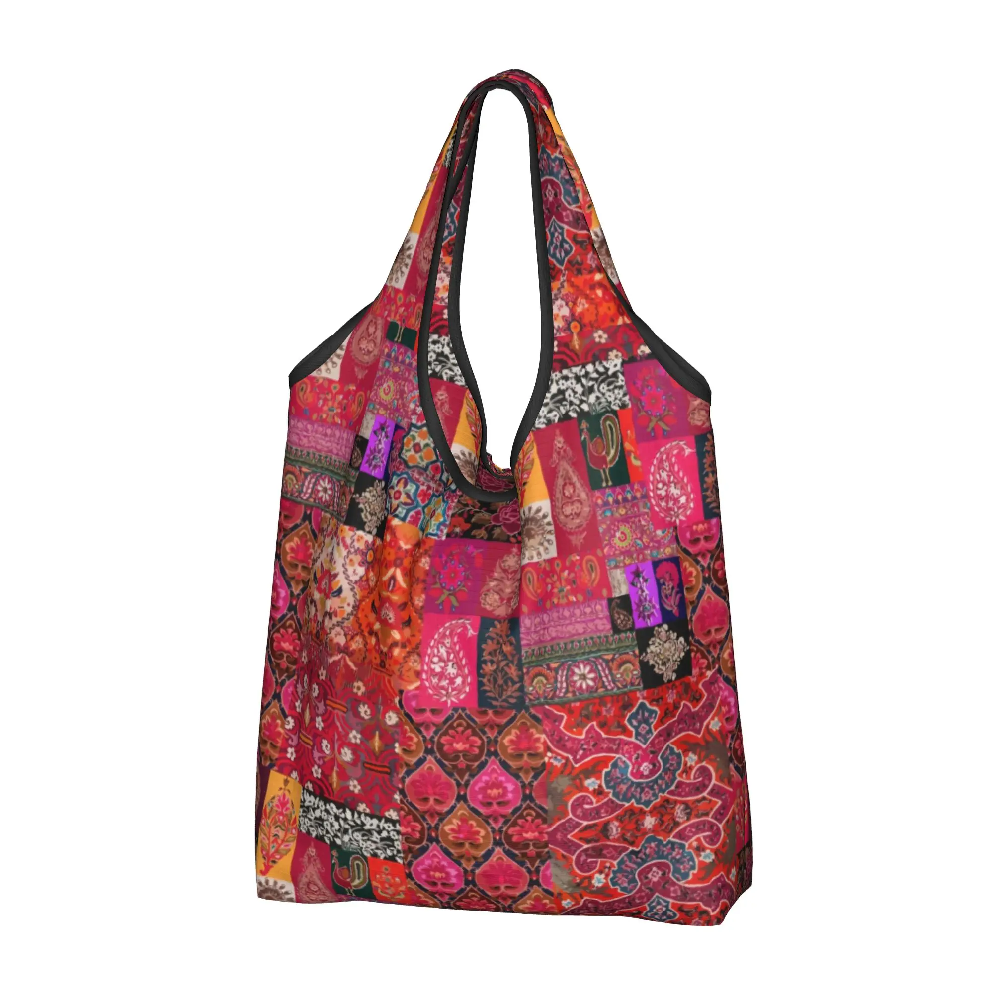 Recycling Bohemian Traditional Oriental Moroccan Collage Style Shopping Bag Women Tote Bag Portable  Groceries Shopper Bags