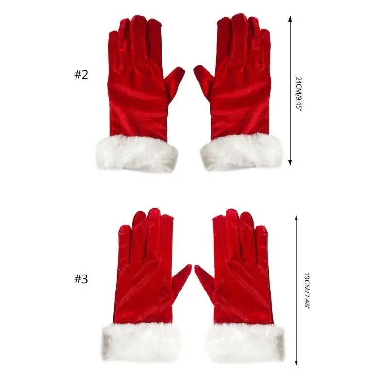 39BD Teenager-Cosplay-Weihnachtsmann-Winterhandschuhe mit LED-weißen Manschetten, warme Plüsch-Handschuhe – Detail 6