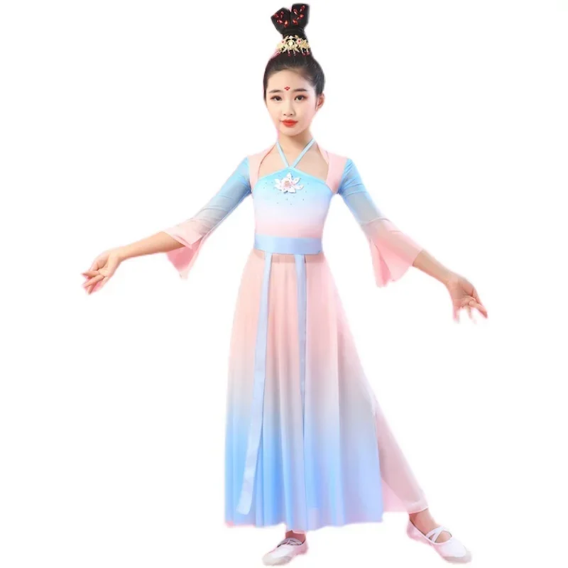 

Chinese Classical Dance Dress Girls Kids Hanfu Dance Costume Traditional Yangko Dance Umbrella Fan Dance Stage Practice Clothes