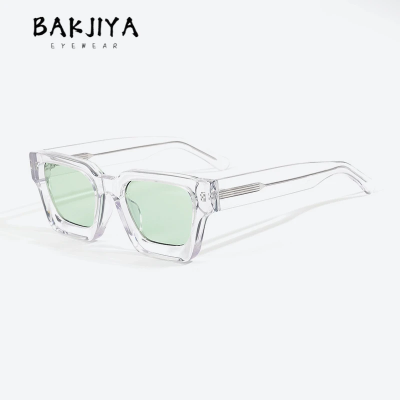 BAKJIYA Nuovi occhiali da sole in acetato Cornice quadrata spessa Retro Senior Ins Style Europa e America Hip-hop UV400 Pesca all'aperto Unisex