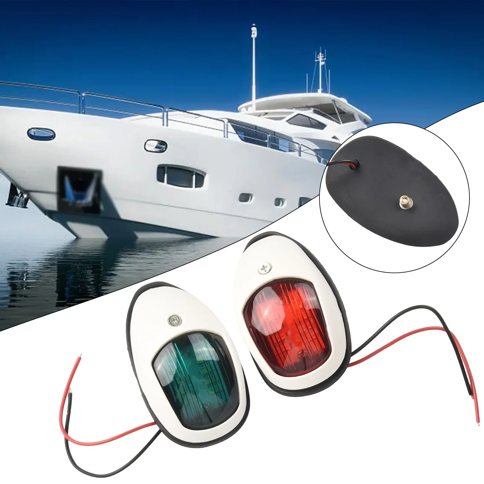 

Navigation Light Signal Light Universal White 8 LED ABS+LED Accessories DC10V-30V Marine Bow Light Parts Red & Green 1Pair
