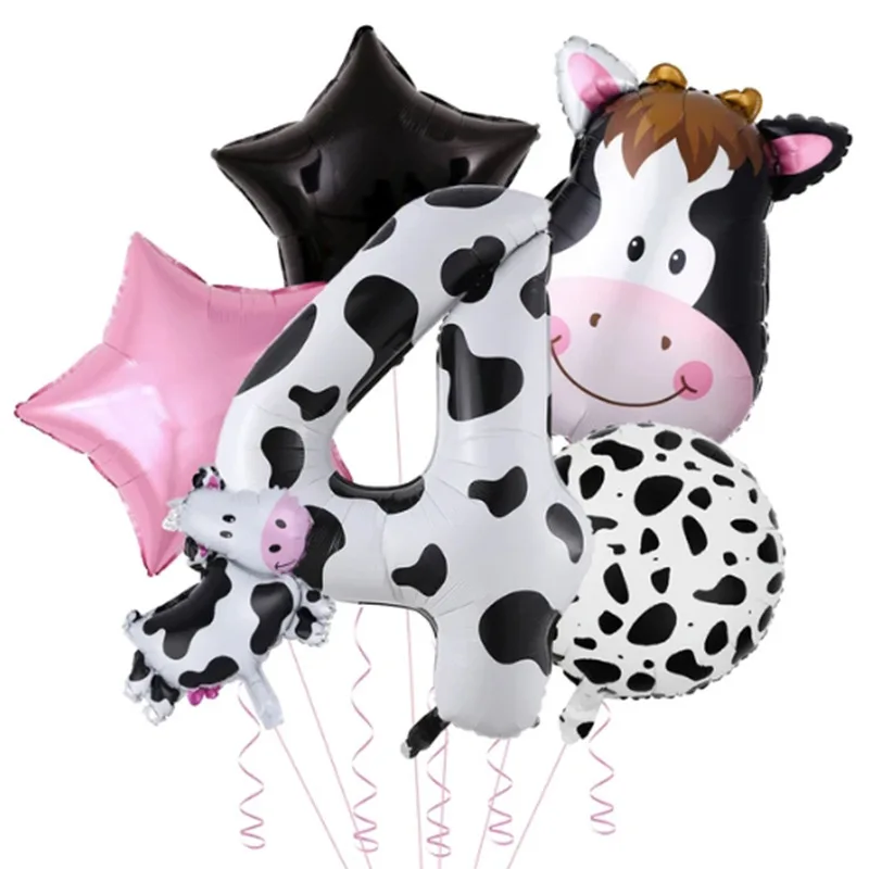 Dairy theme Digital balloon set 40 inch digital balloon set black and white cow farm theme birthday decoration balloon set