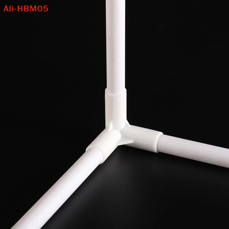(HB05)10PC 12mm Plastic White Pipe Connector DIY Shelf Tent Fixed Joint Fitting Tee Four Way Straight Elbow Wardrobe Hook Joint