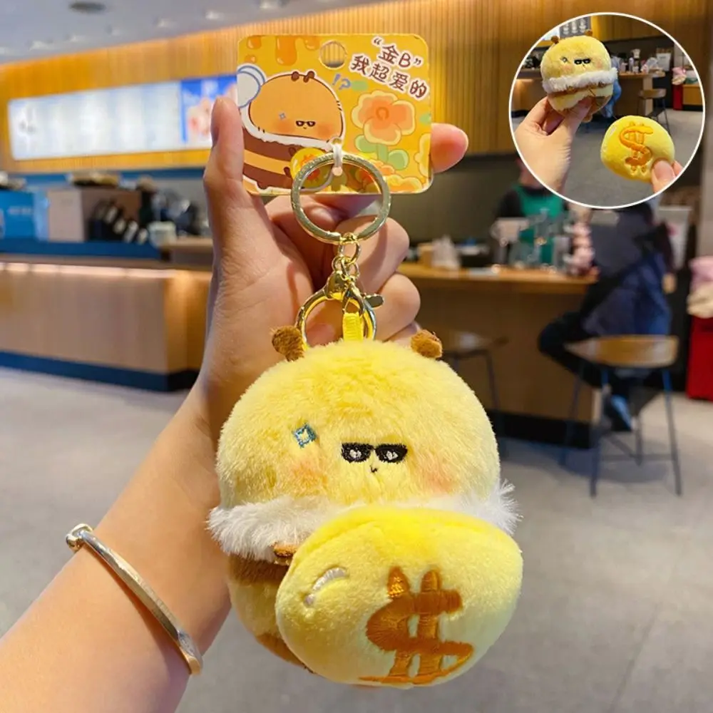 Pullable Bee Bee Bear Plush Dolls Persimmon PP Cotton Bee Doll Plush Keychain Cartoon 10CM Bee Stuffed Toys Pendant