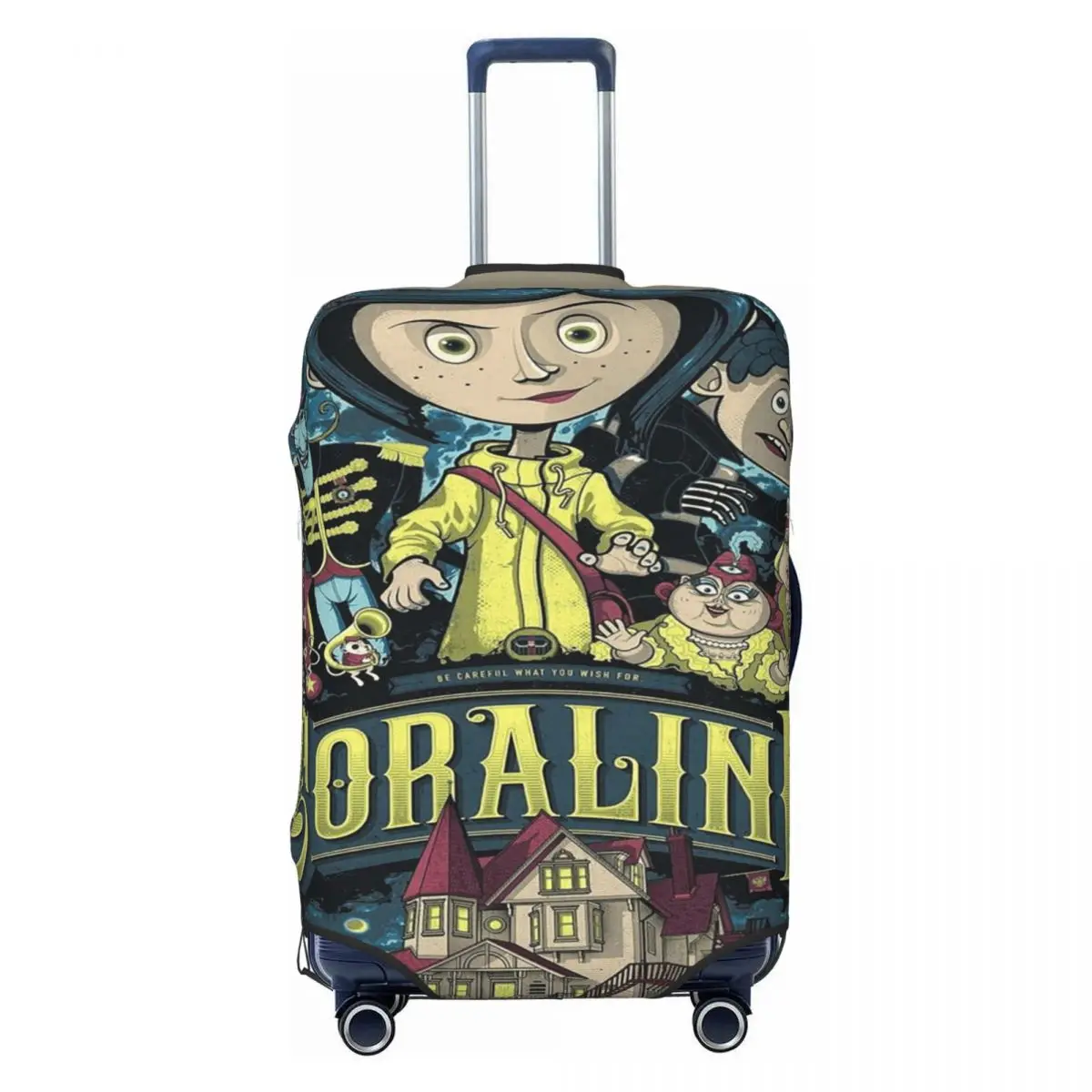 

Horror Movie Coraline Travel Luggage Cover Elastic Halloween Suitcase Cover Protector Fit 18-32 Inch