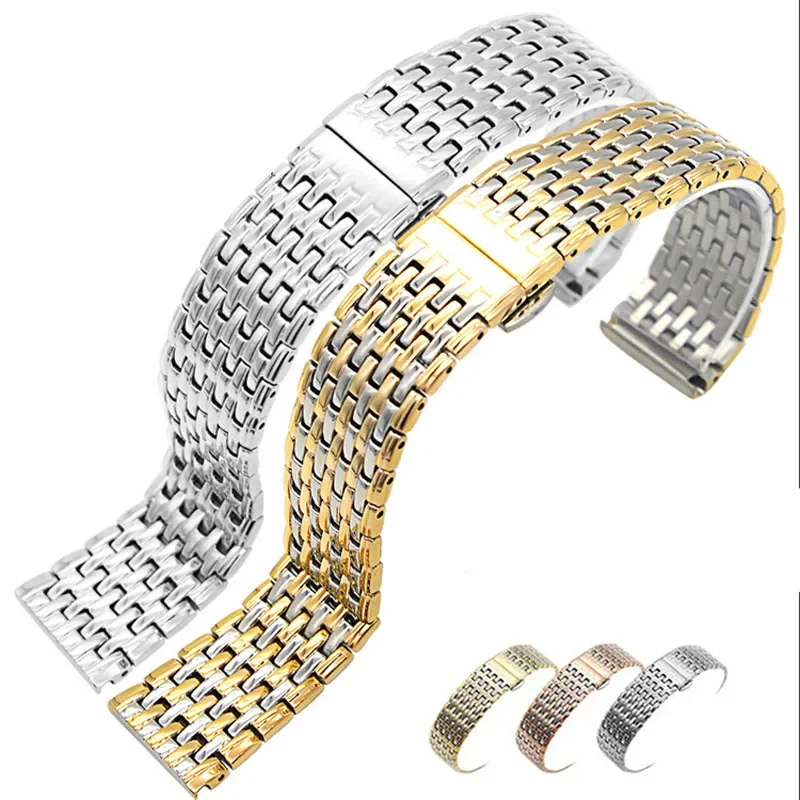 Slim Solid Watch Strap 13mm 18mm 20mm 22mm Stainless Steel Watch Band Butterfly Buckle Replacement Watchband Wrist Bracelet JL9Z