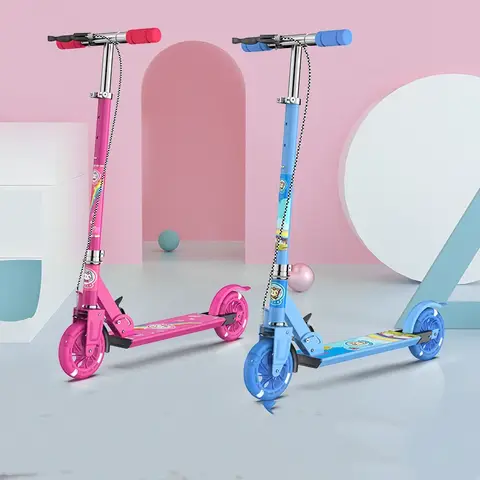 2024 New Outdoor Travel Two-wheeled Children's Flash Scooter Lift Scooter Two-wheeled Pedal Scooter All Aluminum and All Iron