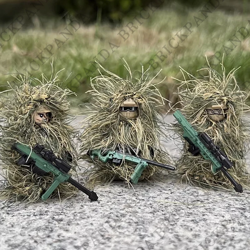 Vêtements de Camouflage de Sniper militaire tout-Terrain, blocs de construction, figurines de soldats, arme, pièces de pistolet AWM, jeu MOC, briques, jouets pour enfants