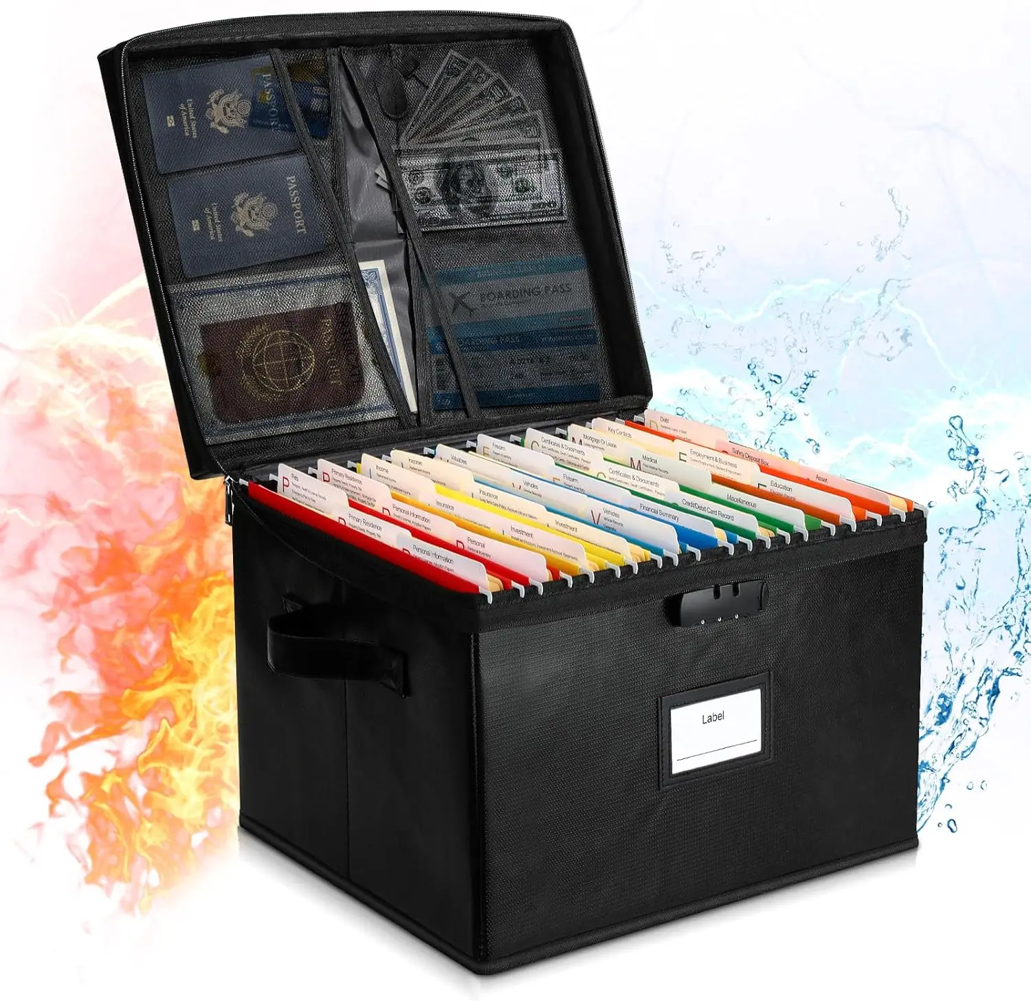 

File Box Fireproof Document Box with Lock, Document Safe File Storage Organizer Boxes for Next of Kin Estate Planing Organize