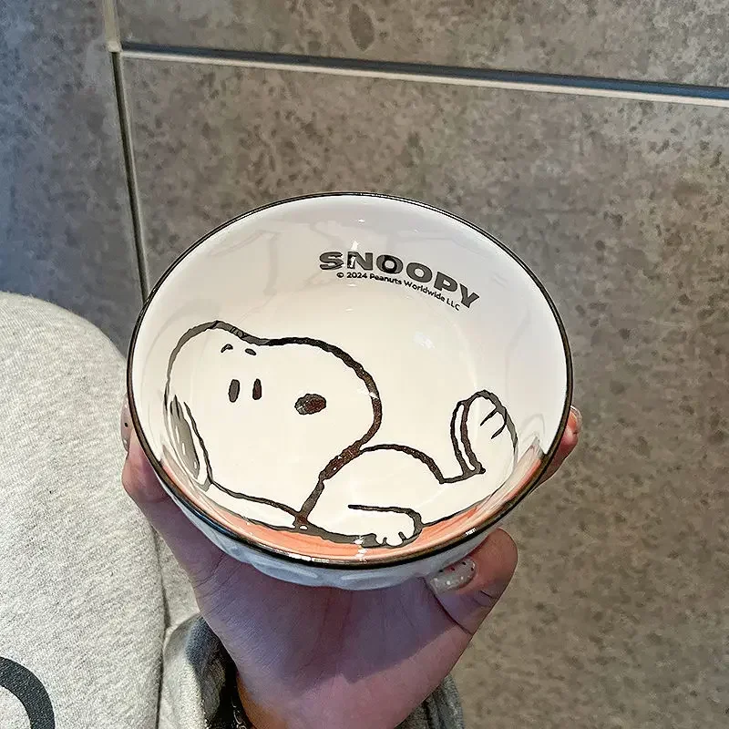 NEW Snoopy Kawaii cute tableware ceramic bowl anime cartoon household high-value and particularly beautiful bowl creative set