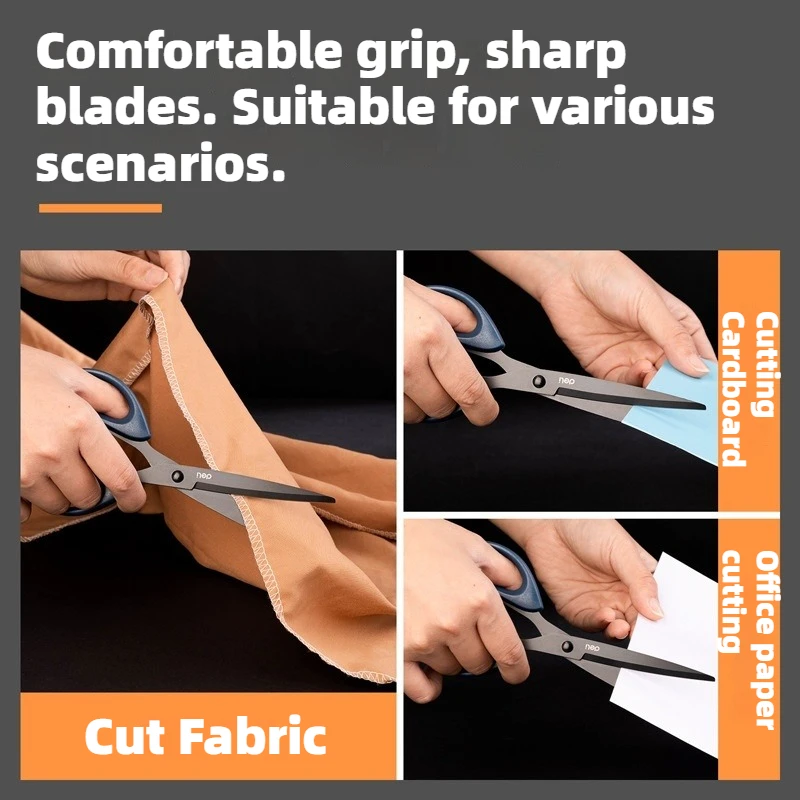 DELI professional office scissors 180/210mm black sharp stainless steel scissors, suitable for papermaking process