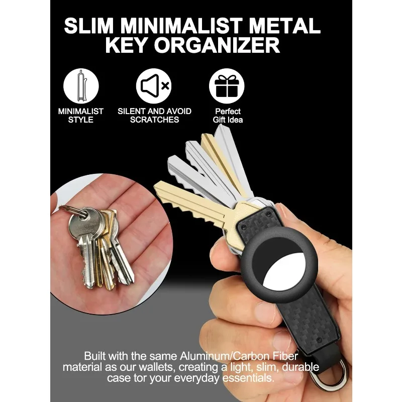 منظم مفاتيح للرجال - حامل مفاتيح معدني مدمج، حامل مفاتيح مبتكر بسيط لحامل Airtag |   سلسلة المفاتيح تؤمن 2-5 مفاتيح