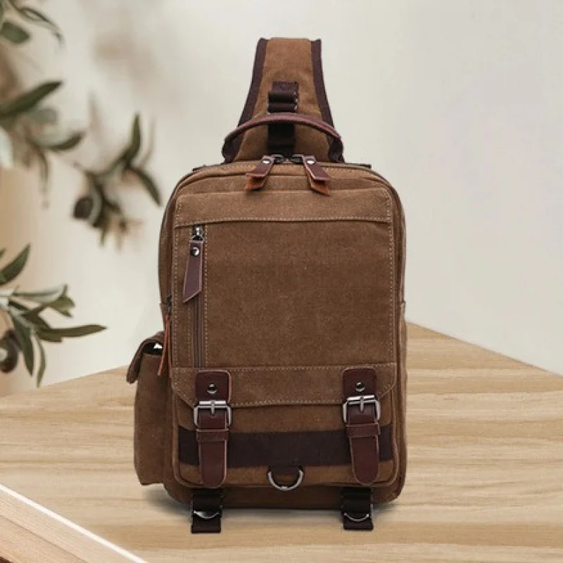 

Мужская парусиновая нагрудная сумка через плечо, городская минималистичная противоугонная водостойкая сумка на плечо для ежедневных поездок на работу и путешествий