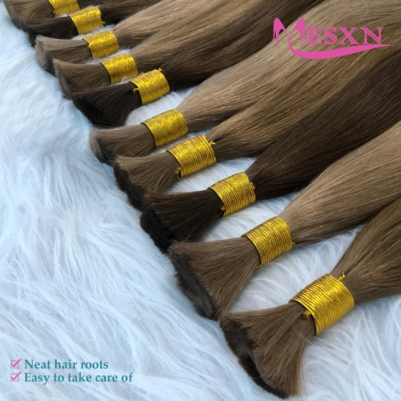 Extensões de cabelo humano em massa para salão de beleza, 100% cabelo natural real, preto, marrom, loiro 613 cores, espessamento de loiro, alta qualidade