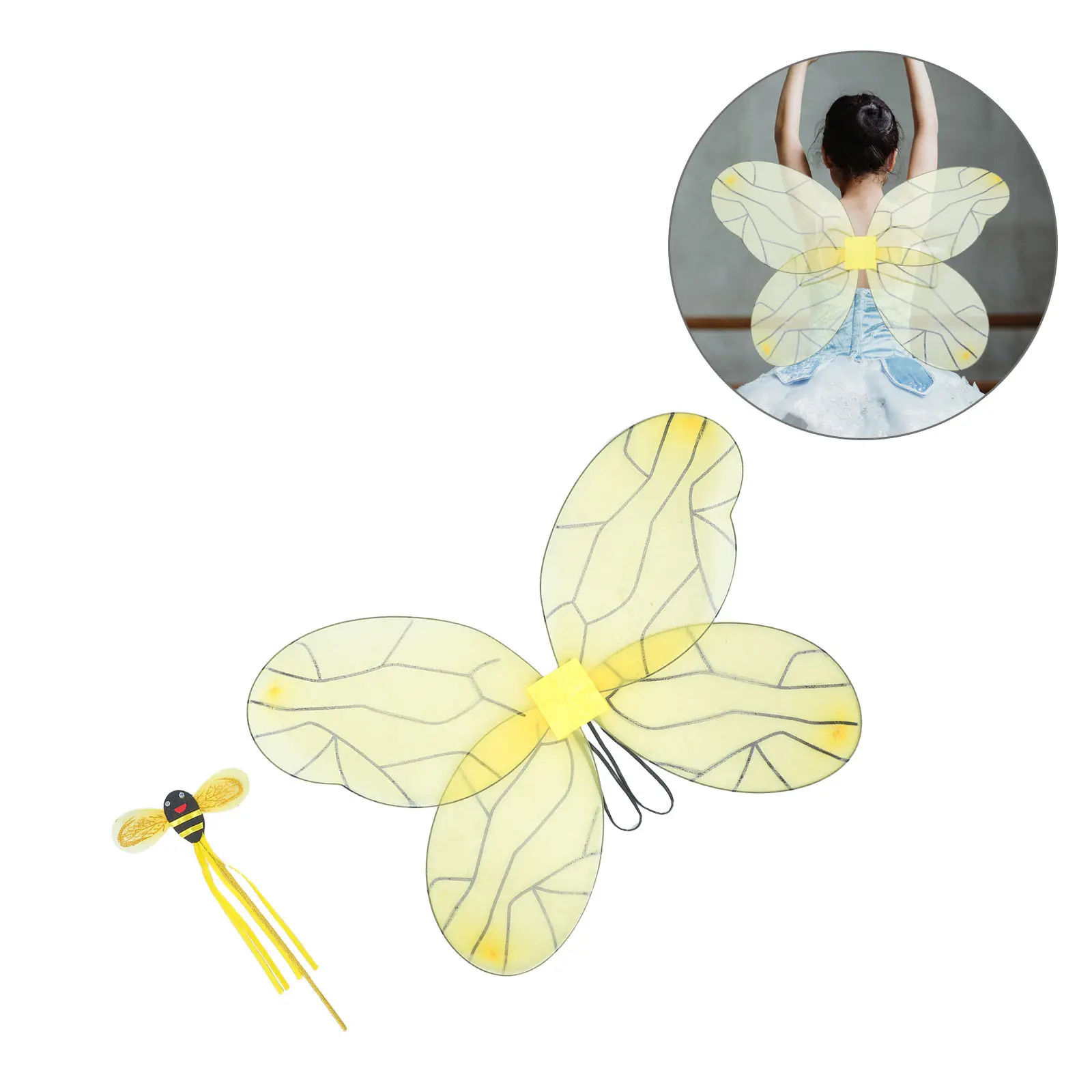 

Bee Dress Up Costume Set Honeybee Outfit Party Cosplay Wings Headband Cartoon Bee Theme Costume for