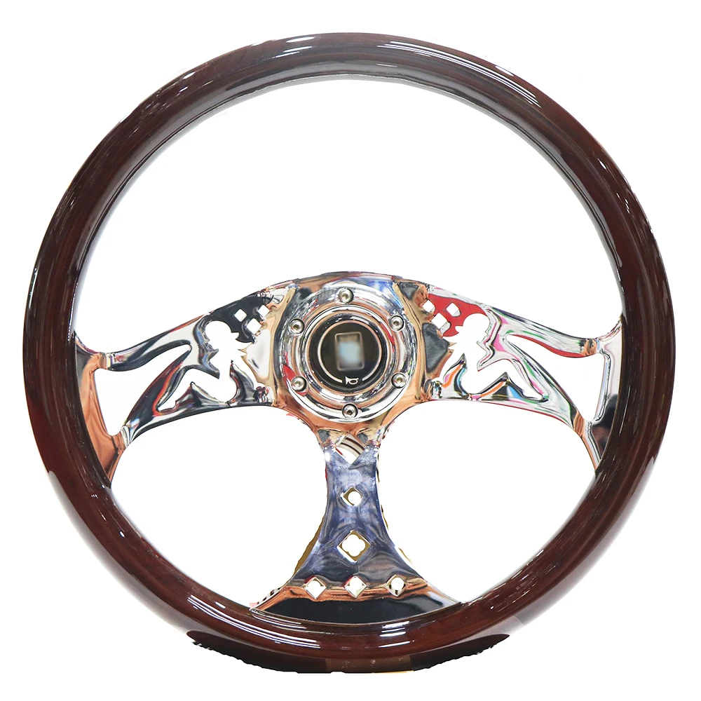 15inch 380MM Retro Universal Car Modified Steering Wheel olid Wood Steering Wheel  Mermaid Steering Wheel