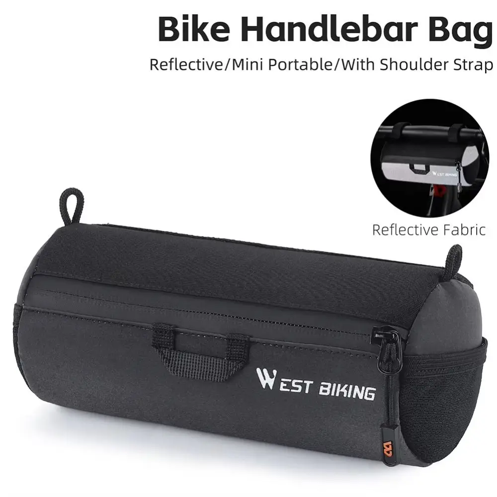 

New 1L Bike Handlebar Bag with Shoulder Strap Reflective Bicycle Front Frame Bag Cycling Accessorie MTB Bike Storage Pouch