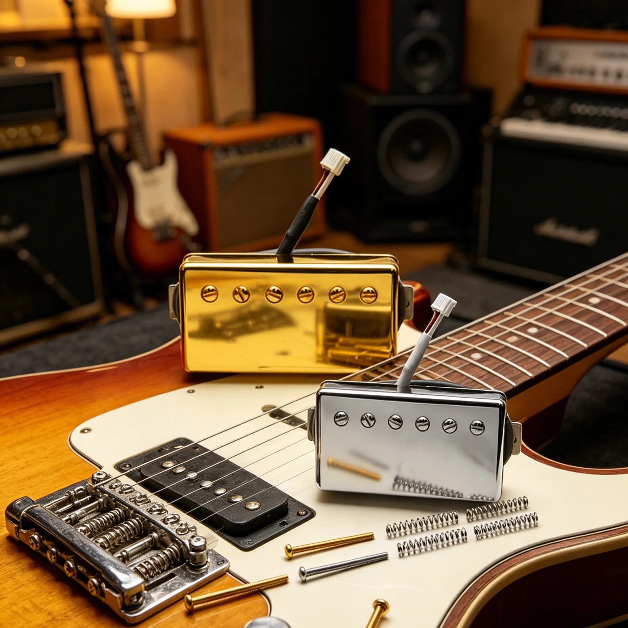 

1pc Alnico II Guitar Pickup Brass Cover 5-pin JST-plug 57/57+series Brass Shell And High Foot Bottom Plate Pickup