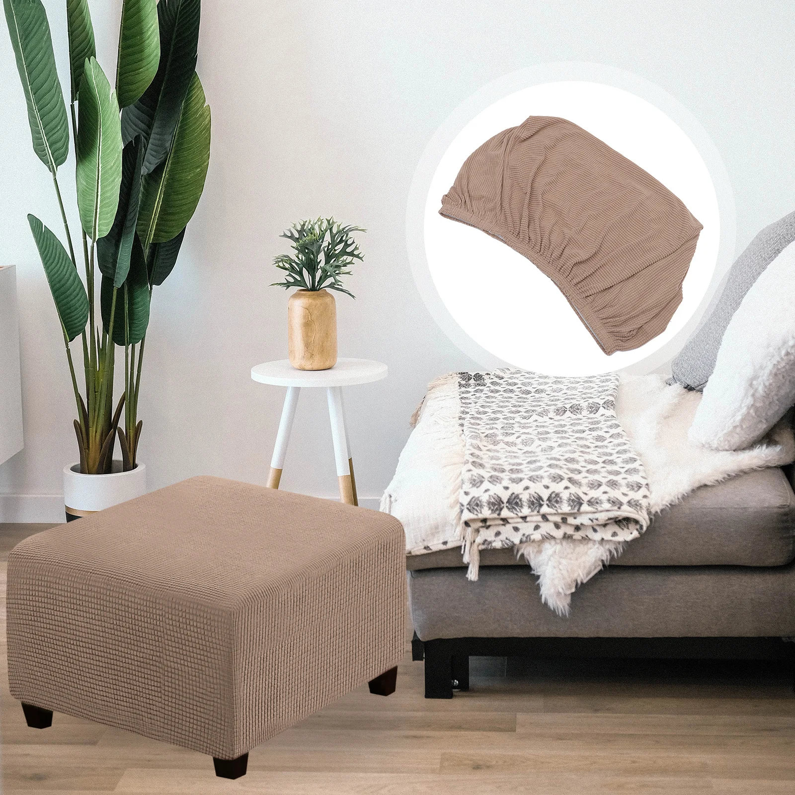 

Elastic Square Stool Cover Stretchable Low Stool Seat Protector Solid Color Removable Dining Chair Cushion Square Chair Cover