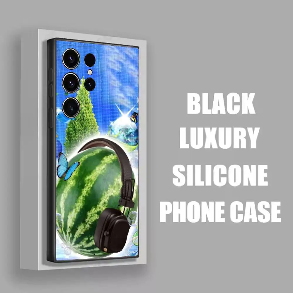 F-Frutiger Aero Fish Cat funda de teléfono para Samsung S25,S24,S20,S22,S23,S30,S21,5G,Fe,Lite,Ultra,Plus carcasa negra