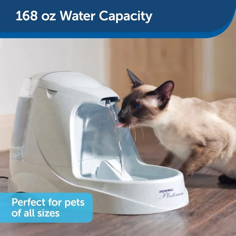 PetSafe  Platinum Cat Water Fountain (168 oz/5L) - Pet Fountain for All Pet Sizes, Indoor Use, Encourages More Drinking