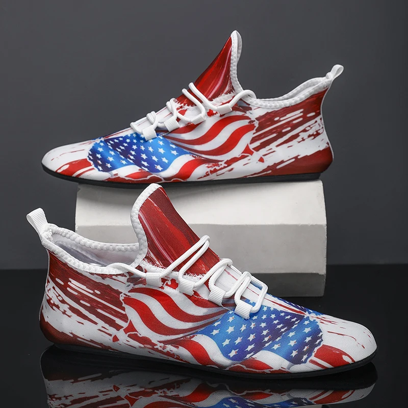 

MAEDEF 2024 Men's Shoes Summer Lace Up Lightweight Party Shoes Footwear Fashion Hollow Breathable Knitted Casual Flats Shoes