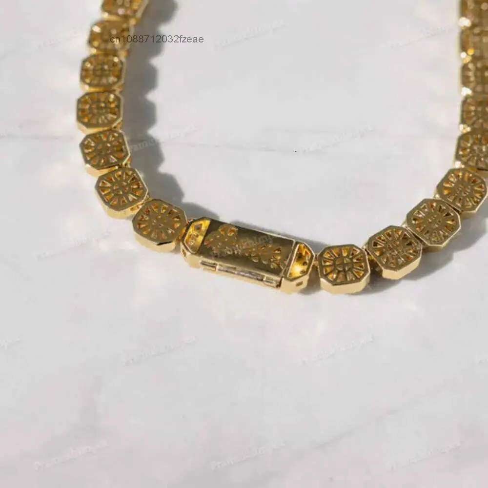 Luxury Antique Round Moissanite Necklace Halo Diamond Iced Out Chain Clustered Tennis Necklaces for Men Sterling Silver Trendy J