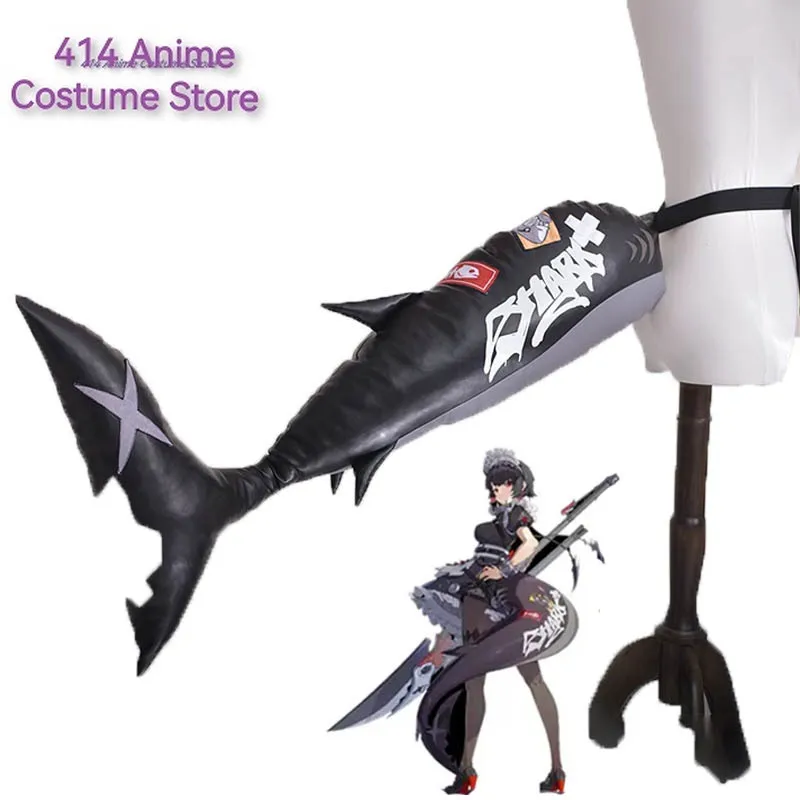 Game Zenless Zone Zero Ellen Joe Maid Cosplay Tail 102cm Shark Tail Leather Halloween Party Prop For Women Role Play Accessory