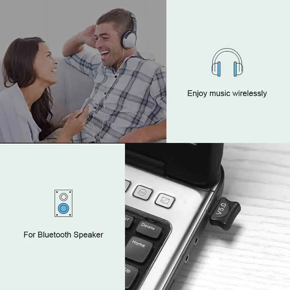 Bluetooth-compatible 5.0 Adapter USB Transmitter for Pc Computer Receptor Laptop Earphone Audio Printer Data Dongle Receiver