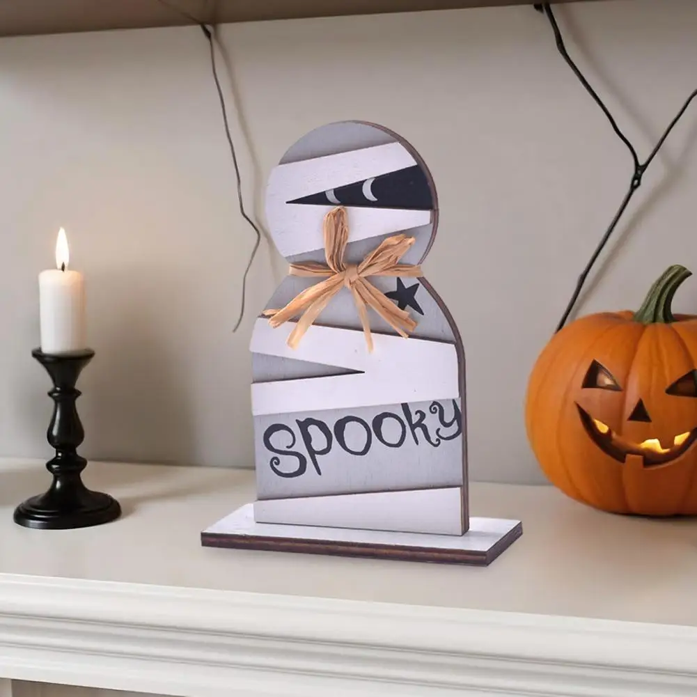 Halloween Sign Decoration Spooky Halloween Wooden Ghost Witch Sign for Home Decor Cute Pumpkin Tiered Tray Decoration for Mantel