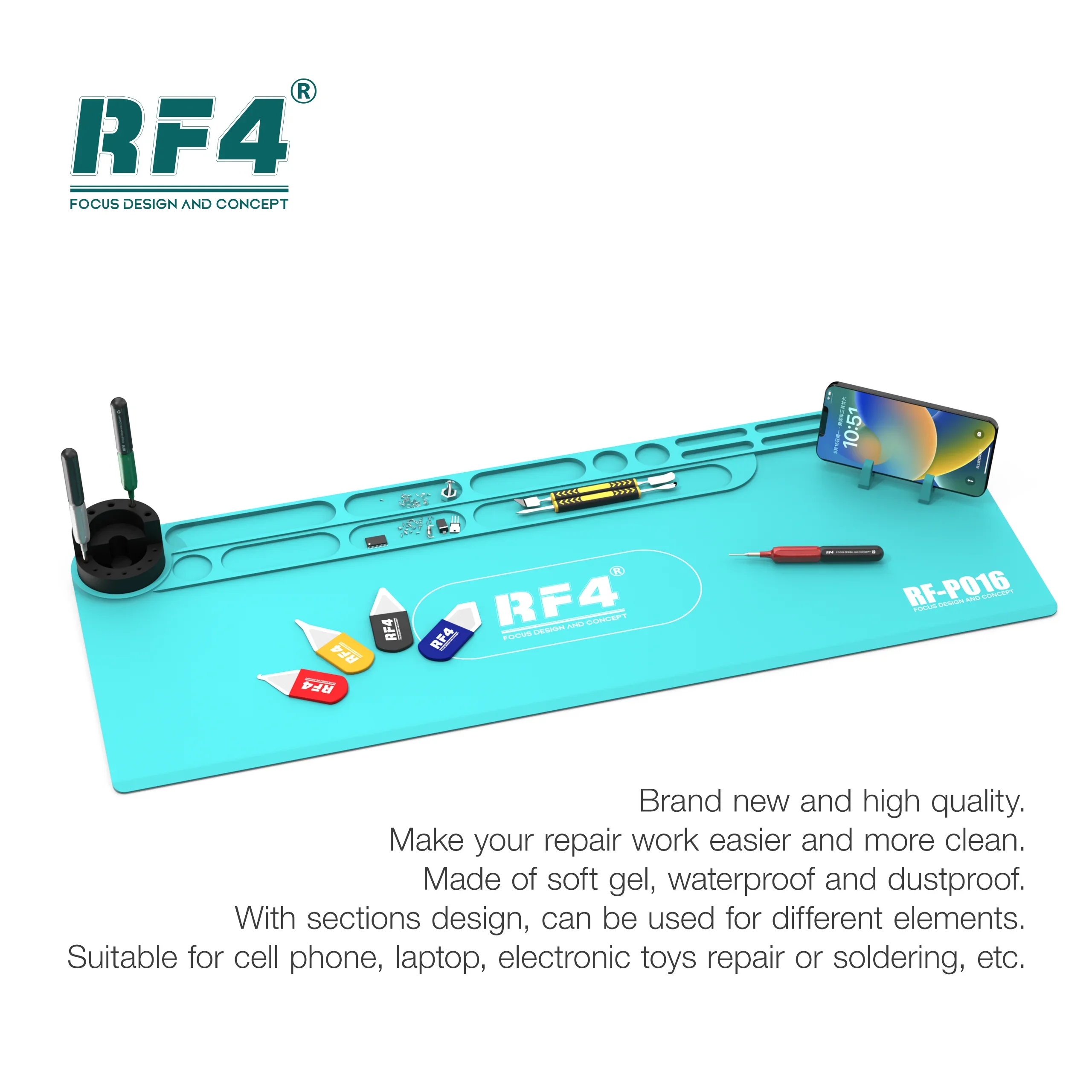 RF4 RF-P016 ESD Antistatic Heat Insulation Mat Soldering Mat Soldering Station Silicone Repair Pad Maintenance Platform 80*30CM