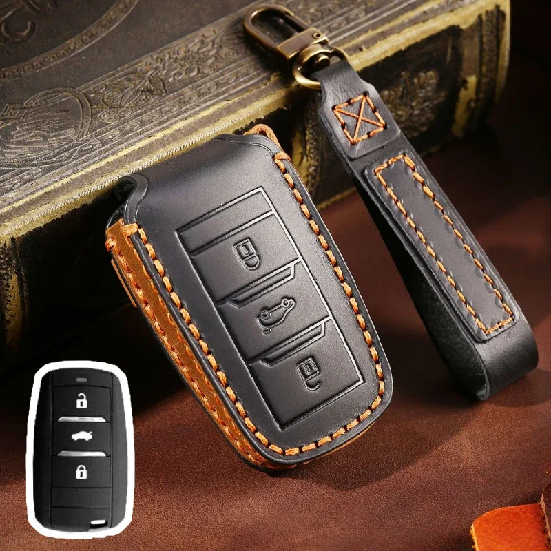 

1pc Leather Car Key Fob Case Cover Accessories For Changan Unit Cs55plus Cs75plus CS15 EADO Raeton CS35 CS55 CS75 Univ 3 Buttons