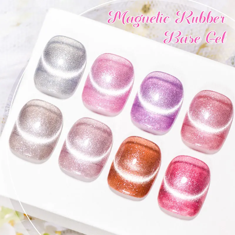 Mtssii 7ml Sparkling Cat Magnetic Rubber Base Gel Crystal Snowlight Laser Magnetic Gel Semi Permanent UV Gel Varnish Manicure