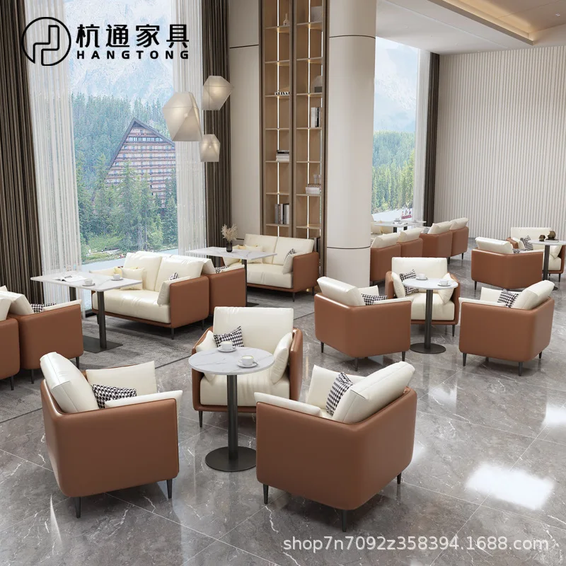 Sales Office Negotiation Table and Chair Theme Western Restaurant Hotel Hotel Card Seat Sofa Library Club Reception Table and Ch