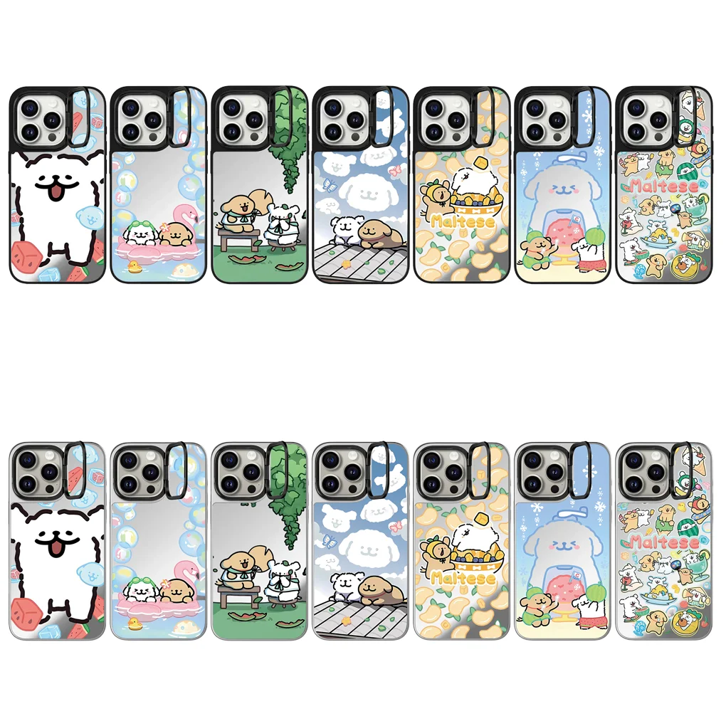 

Dog Friend Summer Camera Stand Mirror Magnetic Phone Case Cover for IPhone 16 15 14 13 12 Pro Max Case for IPhone 16 Pro Max