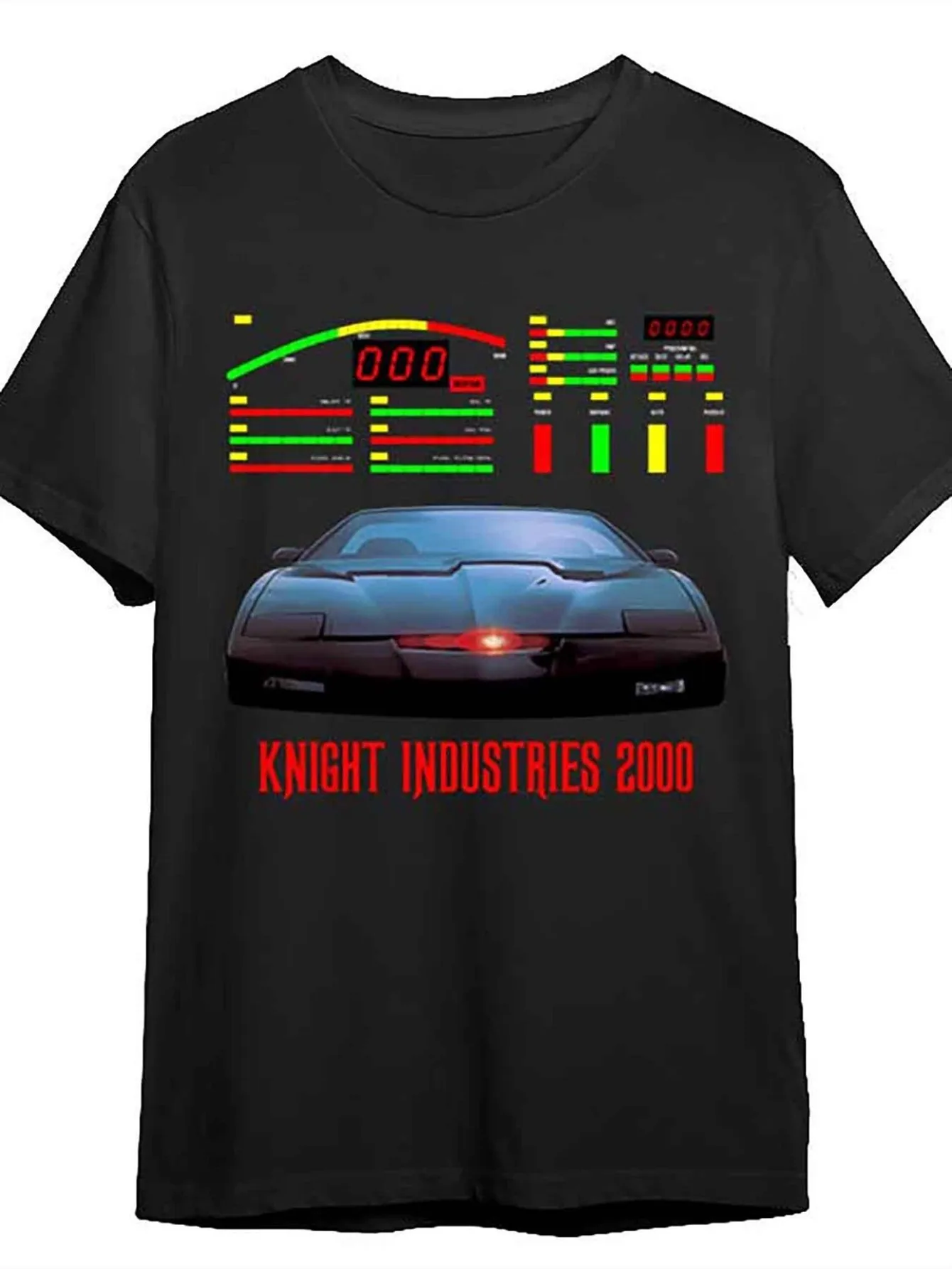 Mens Knight Rider 2000 Graphic Tee - Short Sleeve, Funny Black Cotton T-Shirt with  Car Design, Crew Neck, Casual Wear, Casual W