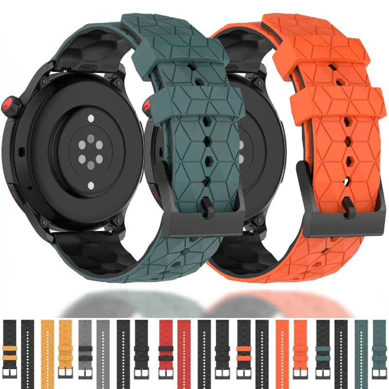 22mm 20mm silicone strap For Samsung Galaxy 6 5 4 3 Gear S3 Amazfit GTR Football pattern wristband For Huawei watch 4/GT2/3 pro