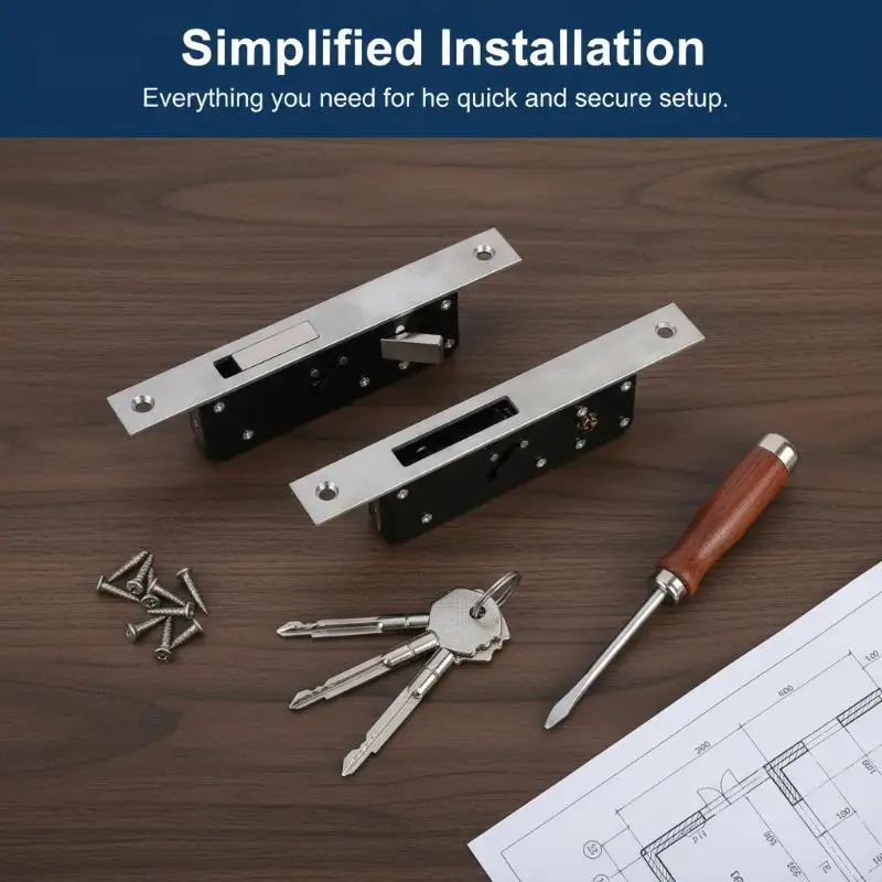 Sliding Door Hook Lock High Performance Aluminum Window Latch with Keys for Wood Gate Warehouse Floor Security
